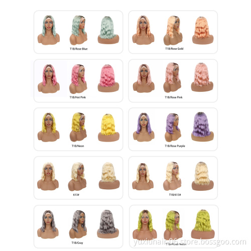 13 by 4 Transparent Lace Blonde bob wigs Human hair lace front virgin hair wigs can be dyed short bob wigs for black women